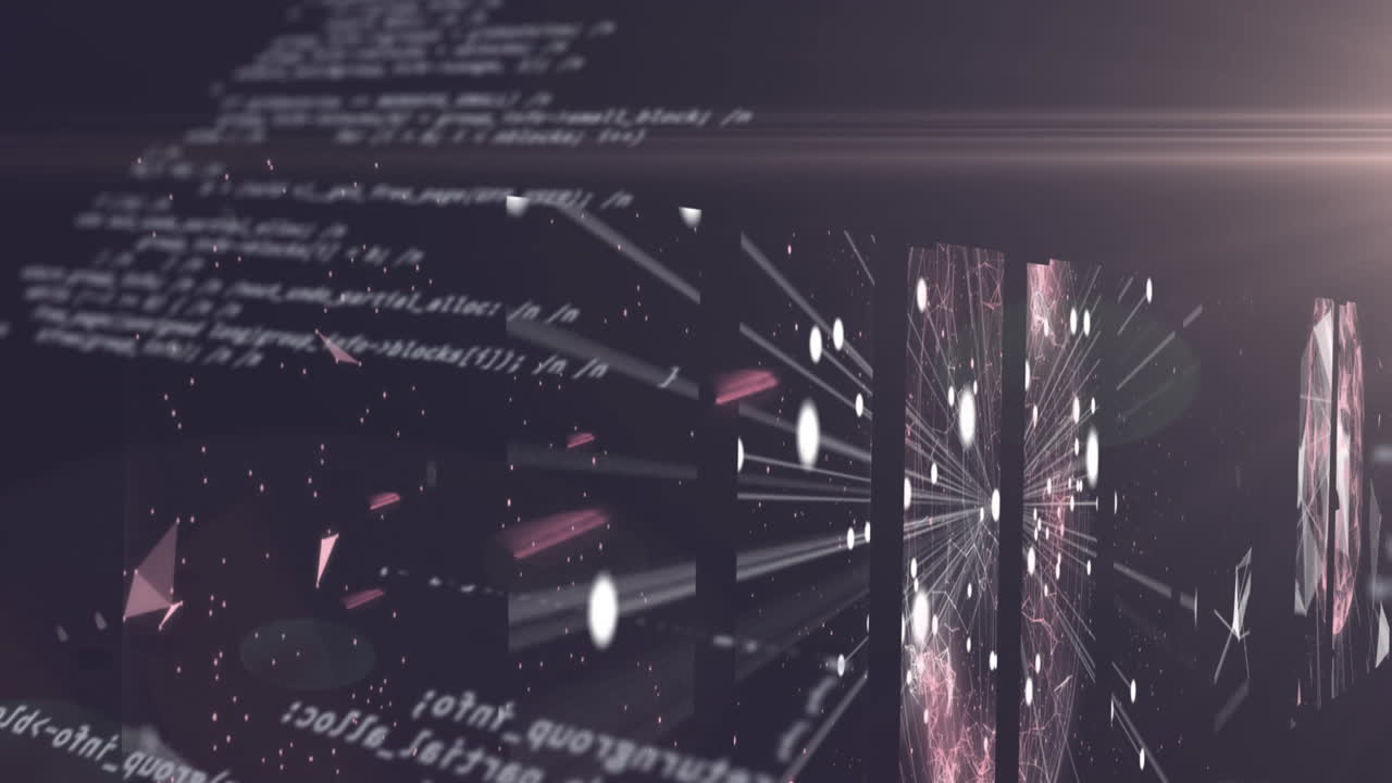 animación del procesamiento de datos en pantallas con red de conexiones