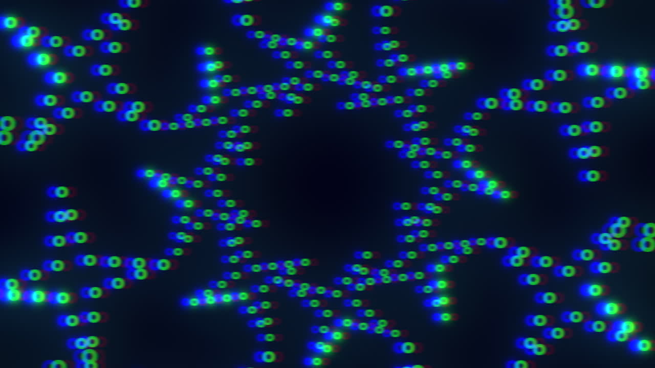 파란색 별과 초록색 점의 매혹적인 원형 패턴