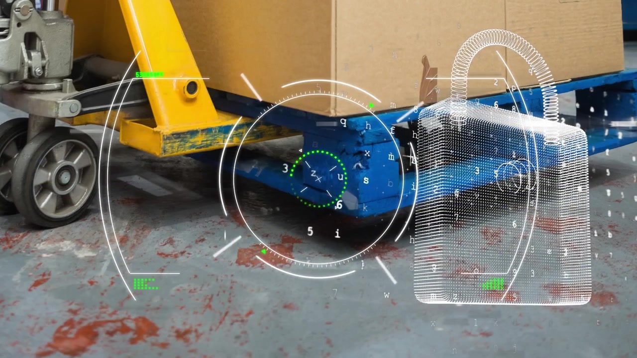 Animazione dell'elaborazione dati su un magazzino