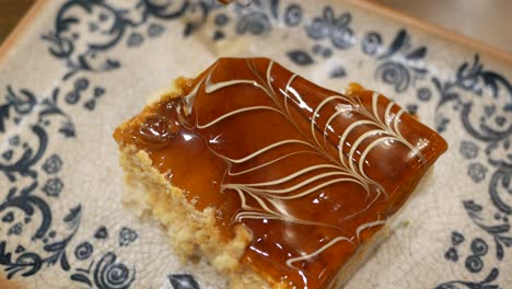 delicious dessert with caramel drizzle