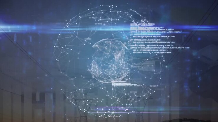 Animation of statistics with globe and data processing