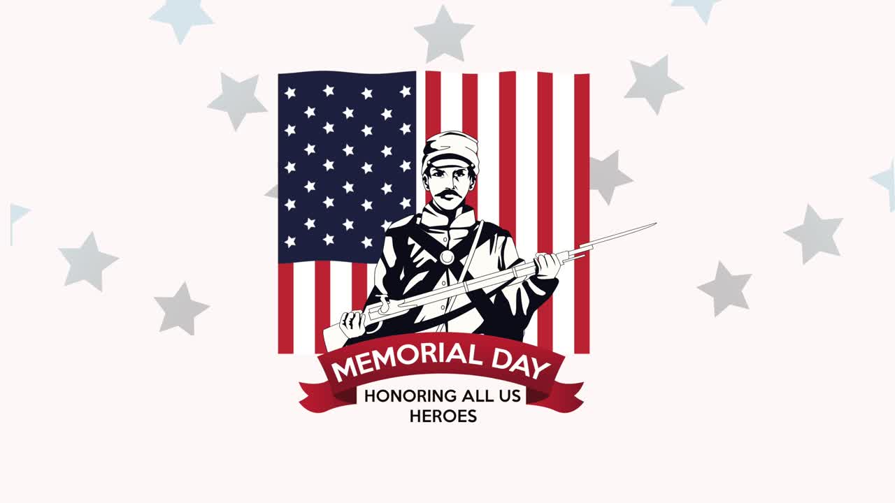 발에 병사와 함께 리본에 글자를 적은 축하 기념일