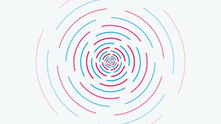 Abstract Animation of Rotating Colorful Concentric Arcs