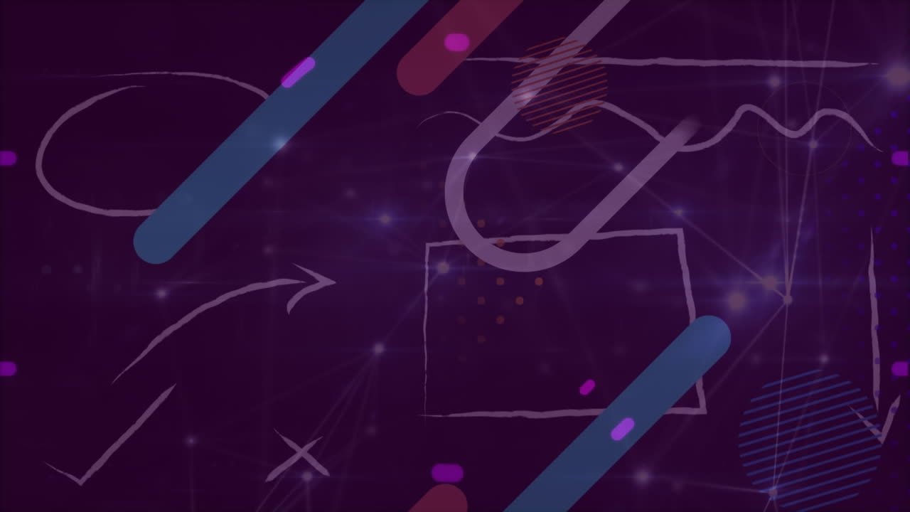 Animation of network of connections with glowing scope and icons