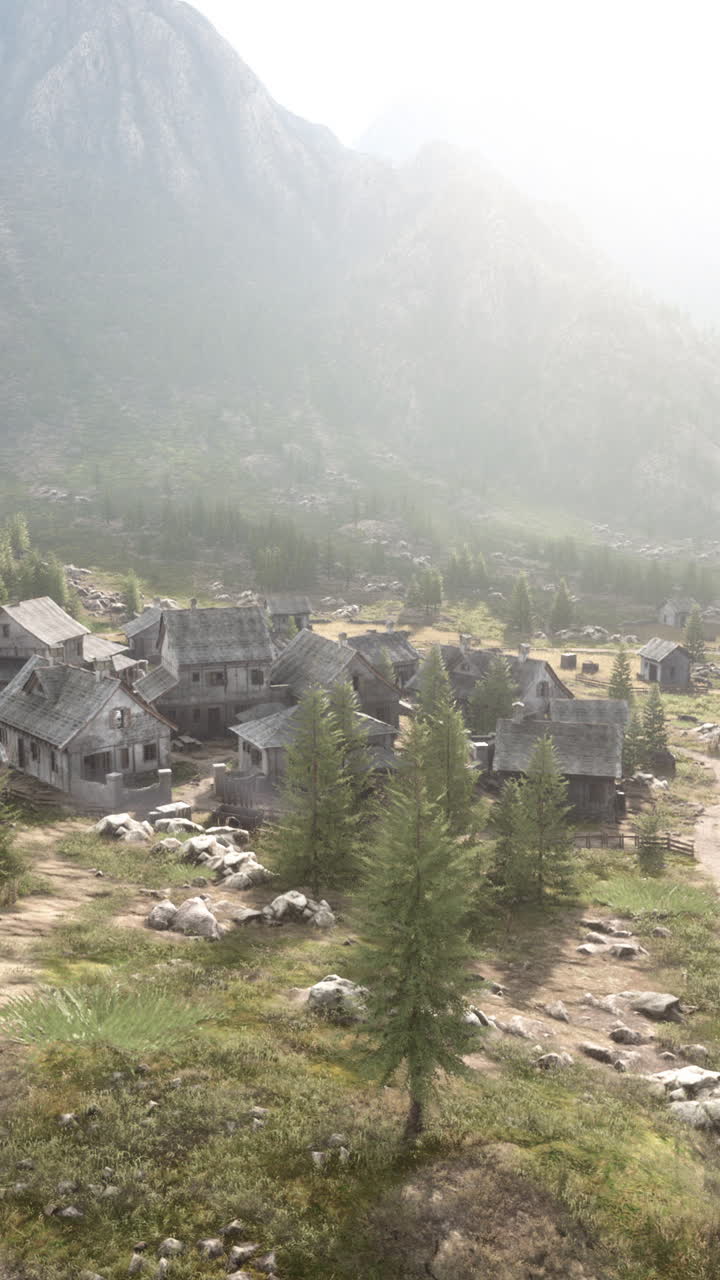 paisaje de la aldea de montaña