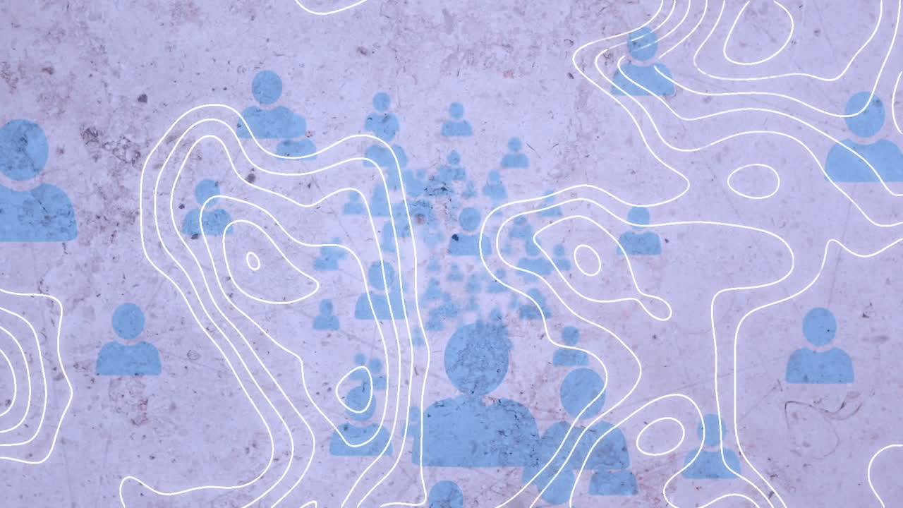 animación de líneas blancas y redes de conexiones sobre fondo púrpura