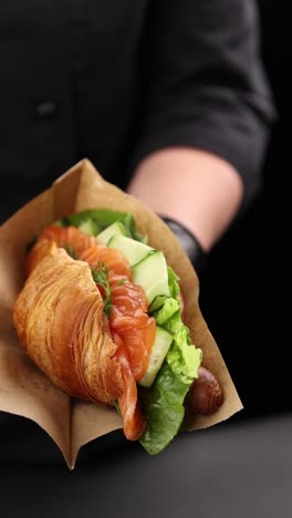 croissant sandwich with smoked salmon