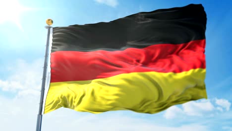 germany flag seamless looping 3d rendering video. beautiful textile cloth fabric loop waving