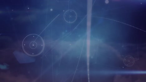 animation von netzwerken von verbindungen über den himmel