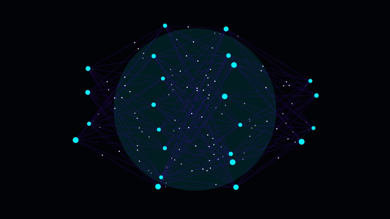 Connessione di rete digitale astratta con nodi e linee luminosi