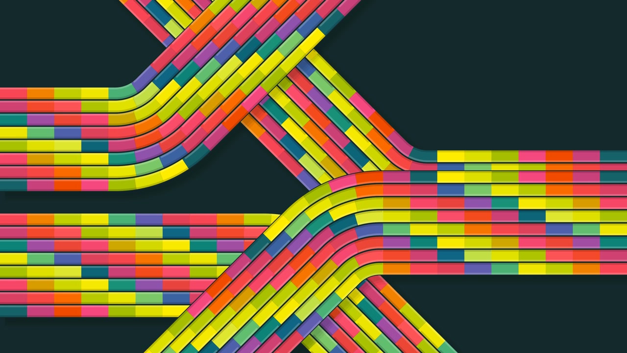 vibrant abstract background with segmented, colorful segmented lines interweaving, ideal for modern digital designs and dynamic loopable animations
