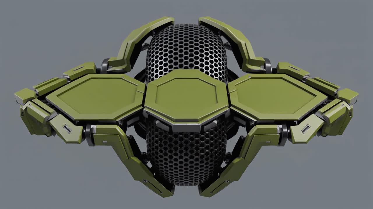 3D Animation of a Futuristic Device with Opening Panels