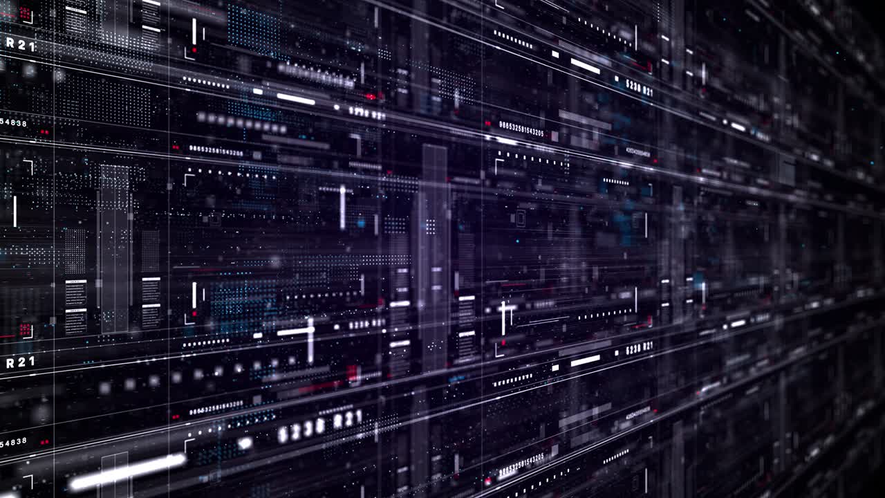 Digital cyberspace futuristic, Digital data matrix flowing, 5g high-speed connection data analysis process motion abstract background. 4K