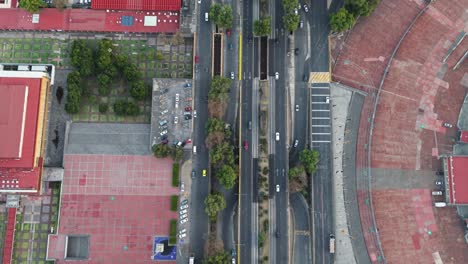 southern mexico city avenues, bird's-eye perspective