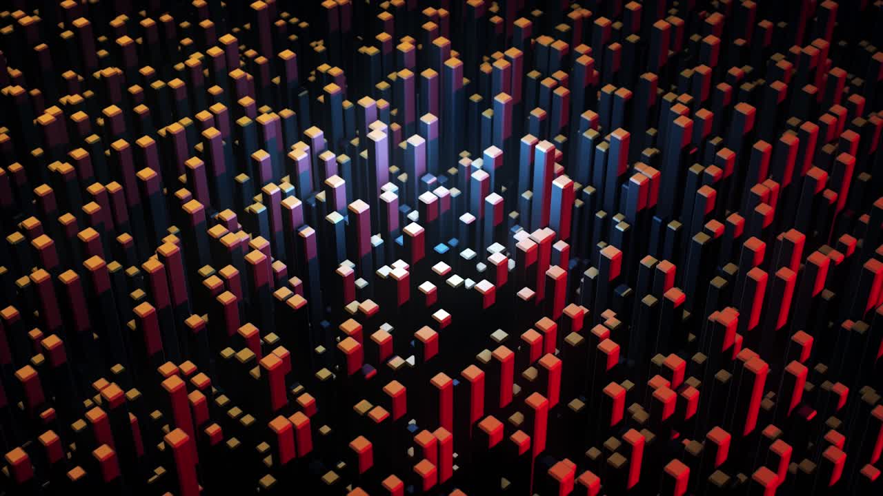 patrón geométrico abstracto con colores azul, naranja y rojo