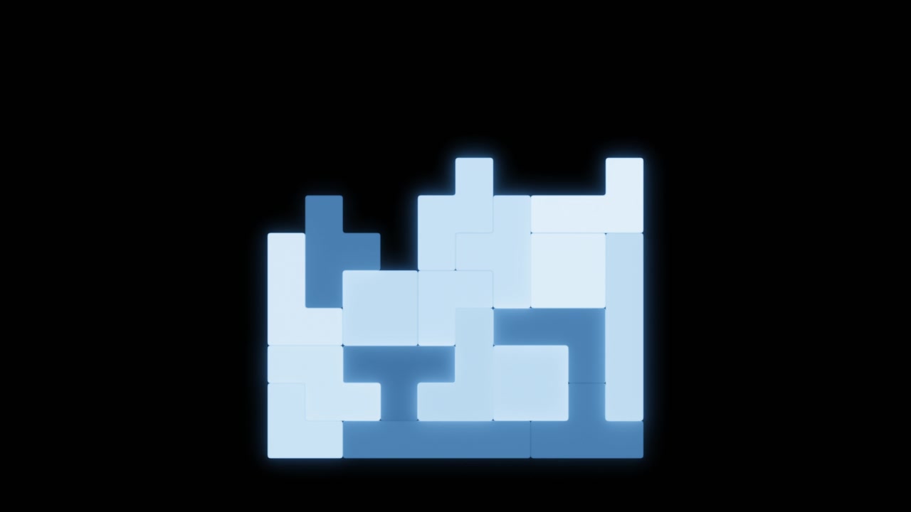 Tetris-like Blocks Glowing Blue