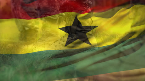 animation of flag of ghana over male soldiers