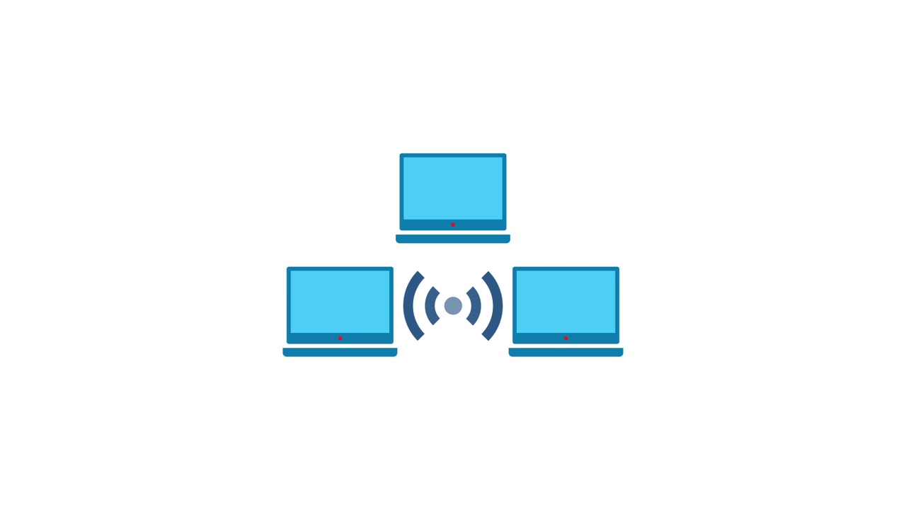 Animated Icon of Laptops Connecting to a Wireless Network