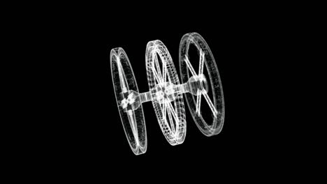 hologram screen 3d of a spatial stationship - loop