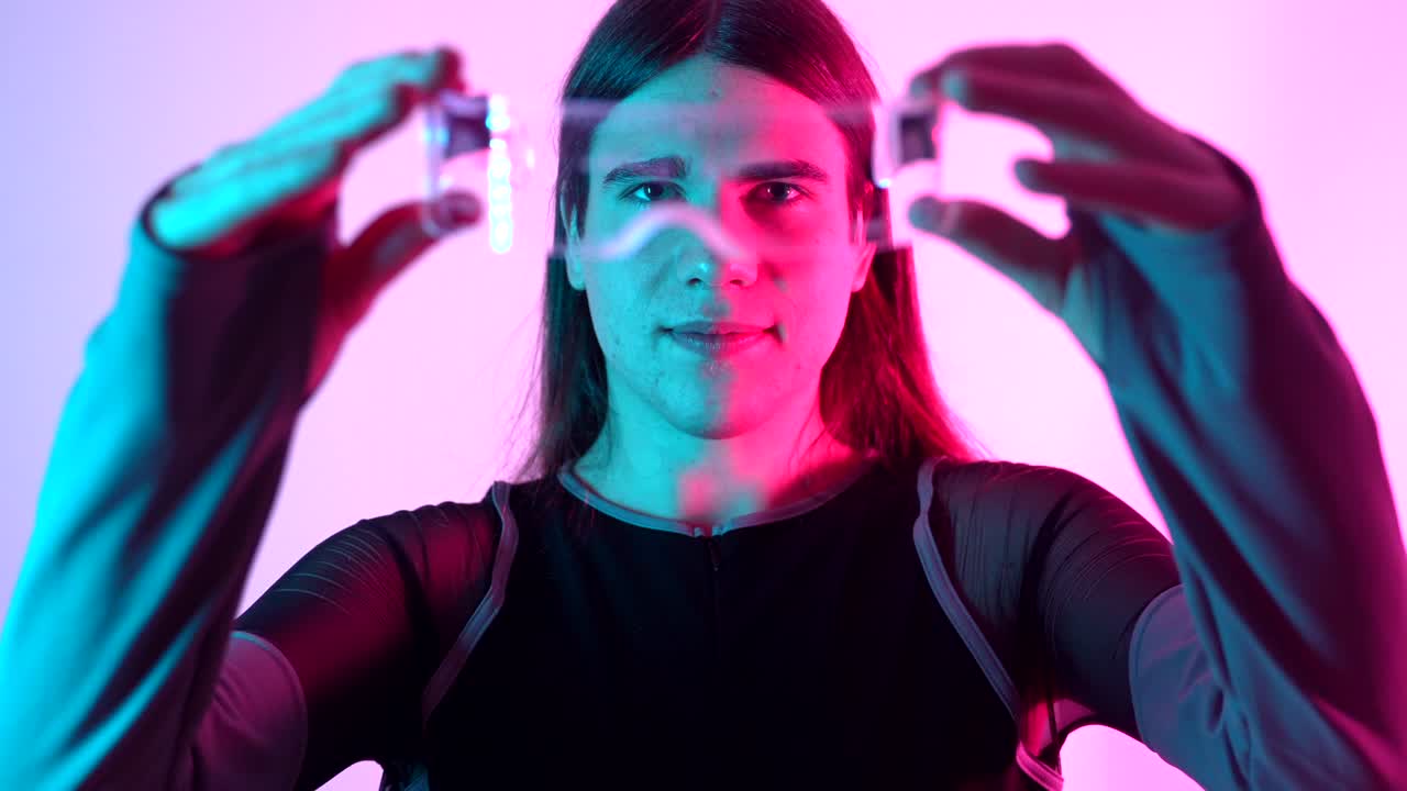 Futuristic Cyberpunk Girl with Neon Glasses