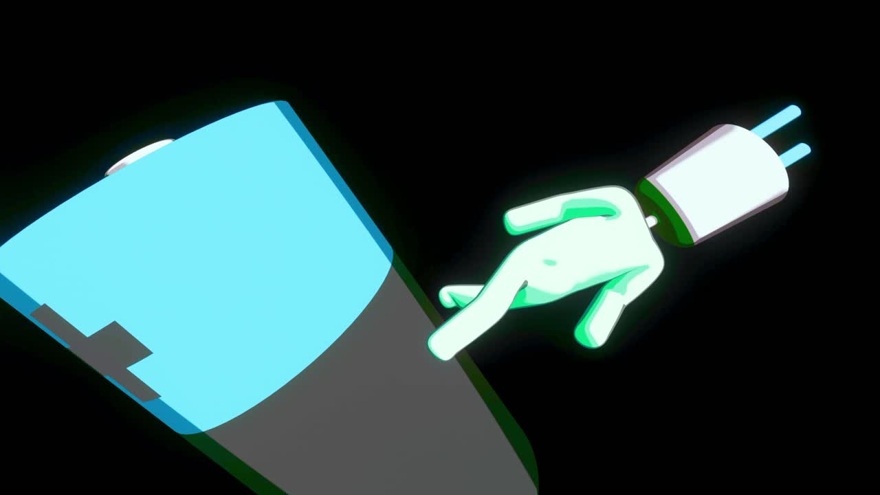 una ilustración 3d de una batería con un enchufe