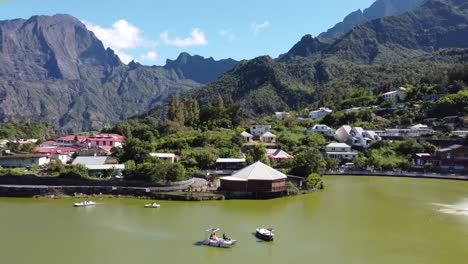 lake and mountains on reunion island