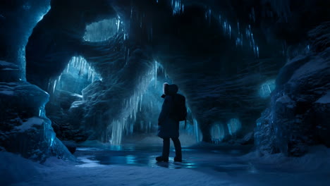 exploring an ice cave