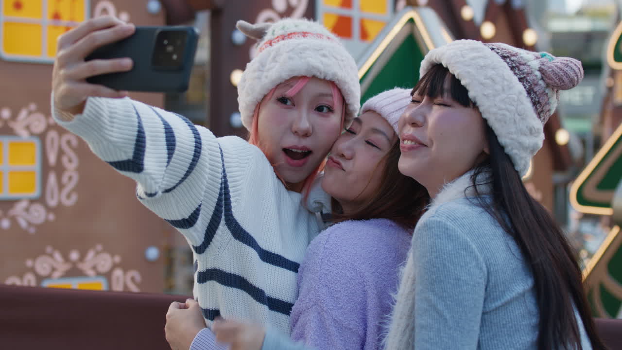 Friends Taking Festive Selfies