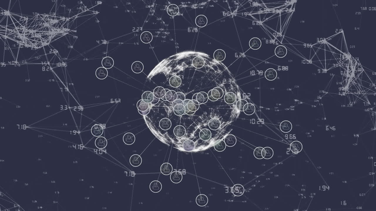 다중 인터페이스 아이콘의 연결 네트워크의 애니메이션