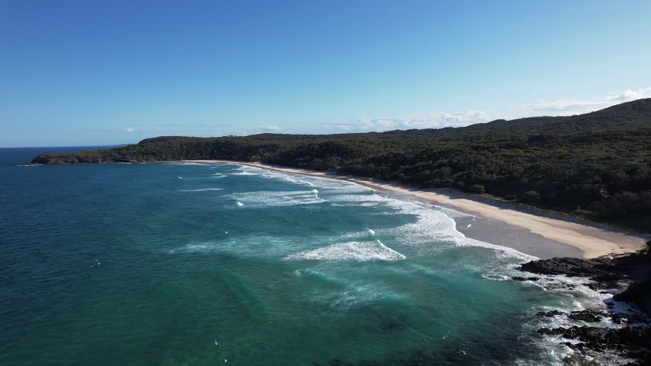 Sea Edge Forest At The Alexandria Bay Public Beach In Queensland, Australia. Aerial Drone Shot