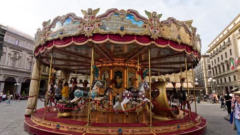 colorful carousel in florence's bustling square