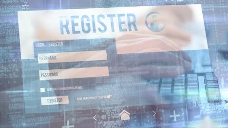 animación del sitio web de registro sobre dos personas escribiendo en un teclado