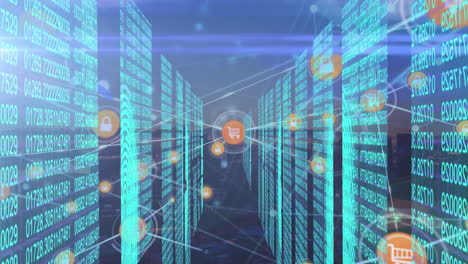 animation of connections over data and servers