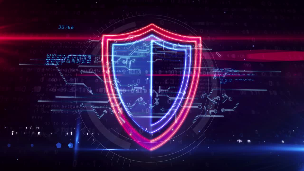 símbolo de seguridad cibernética del escudo animación de bucle abstracto