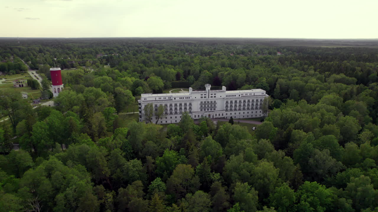 Orbital drone shot Kemeri sanatorium, Latvia