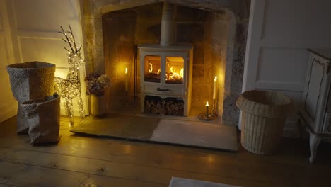 fire stove in cozy front room