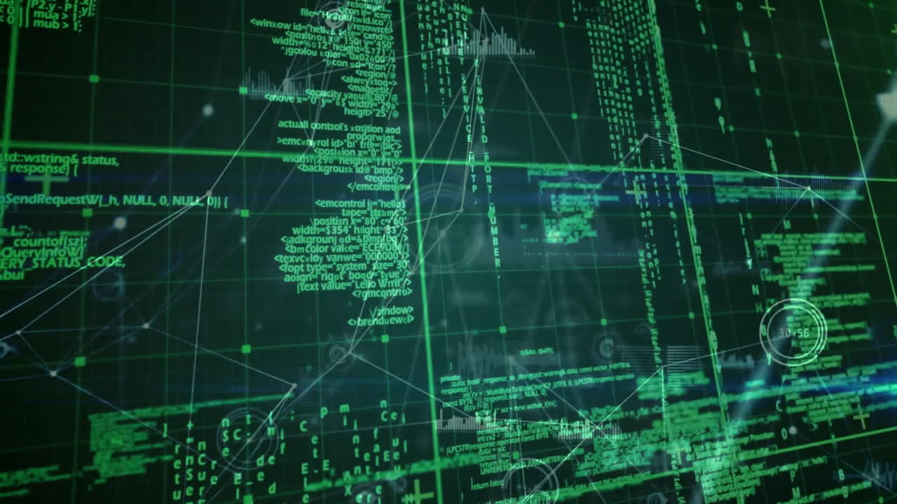 animazione dell'elaborazione dei dati su una rete di connessioni