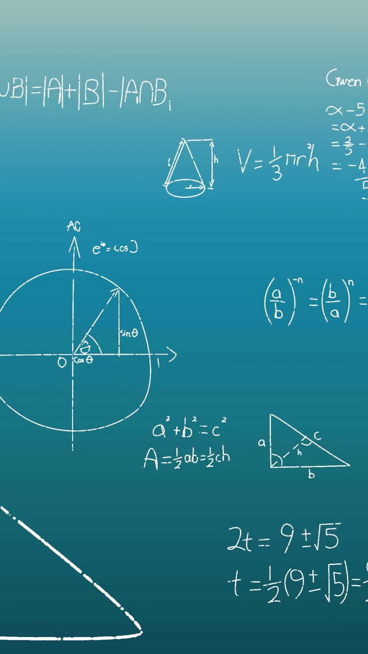 Animazione di formule matematiche su sfondo blu