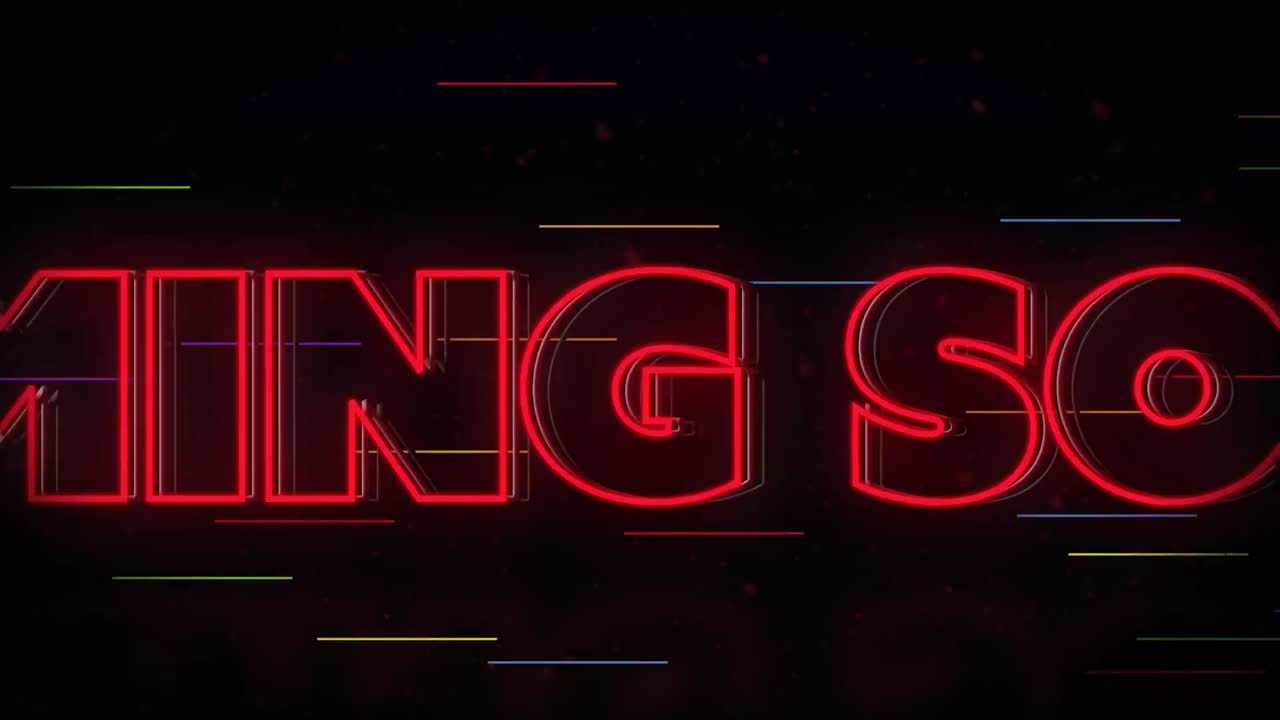 animación de texto que llegará pronto sobre fondo negro