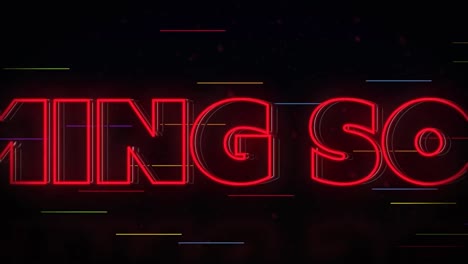 animation of coming soon text over black background