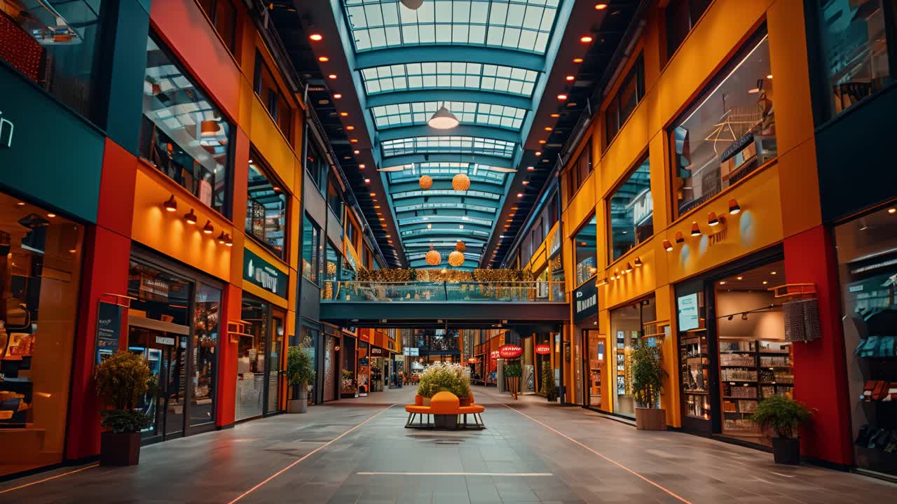 Modern and Colorful Indoor Shopping Mall