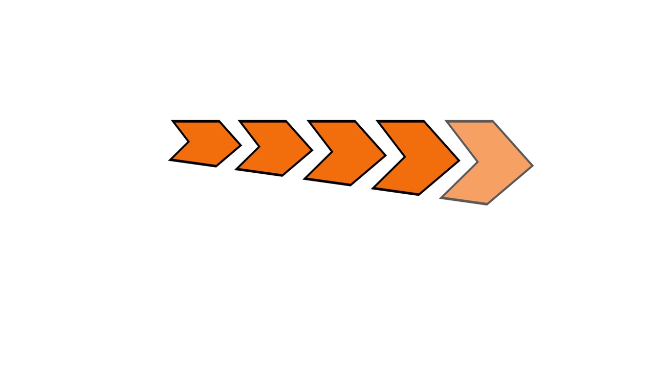 Animated Orange Arrows Showing Progression on White Background