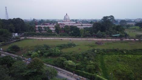 historical monument cooch behar palace and museum in cooch behar city, west bengal, drone shot