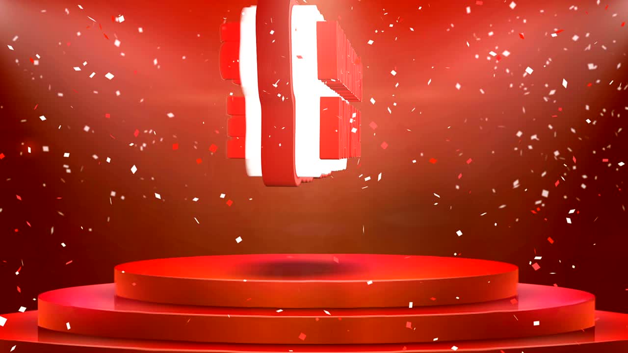 발렌타인 데이 판매 텍스트 애니메이션 무대 포디움 콘페티 루프 애니메이션