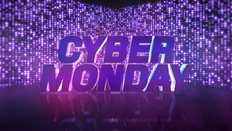 cyber monday on stage with purple dots and light