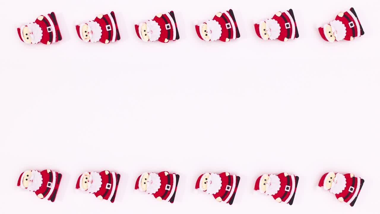santa claus girando en la parte superior e inferior del tema blanco. detenga el movimiento