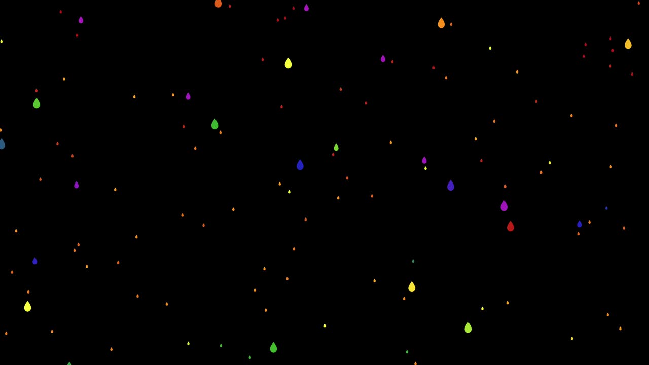 Colorful rain with black background, loop