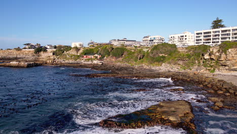 El-Elevador-De-Plataforma-Rodante-Sobre-La-Costa-Escarpada-Revela-El-Popular-Balneario-De-Hermanus