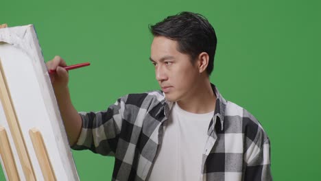 hombre pintando en lienzo