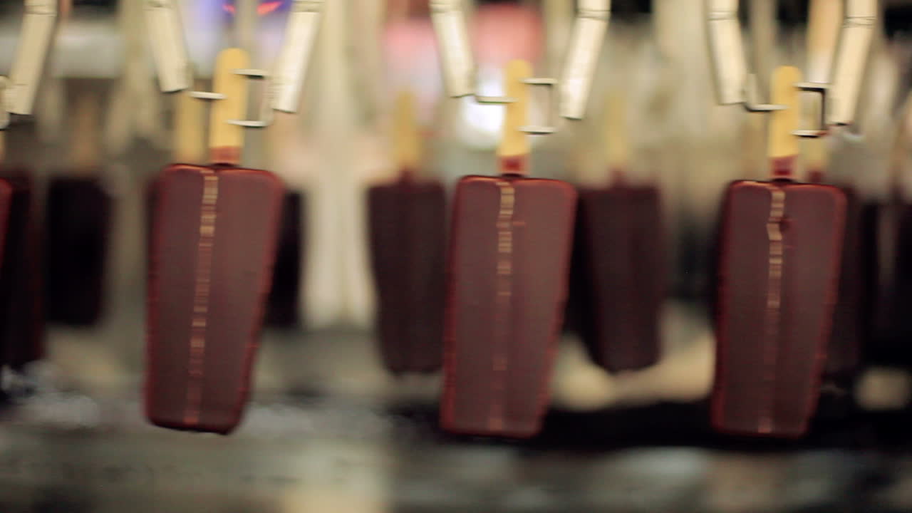 línea de fabricación de helados de chocolate. planta de procesamiento de alimentos. fábrica de alimentos